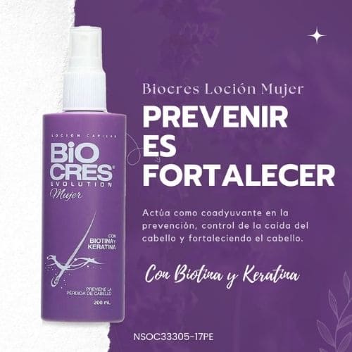 ✨ LOCIÓN BIOCRES BIOTINA y KERATINA🌿 Prevención y Fortalecimiento del Cabello